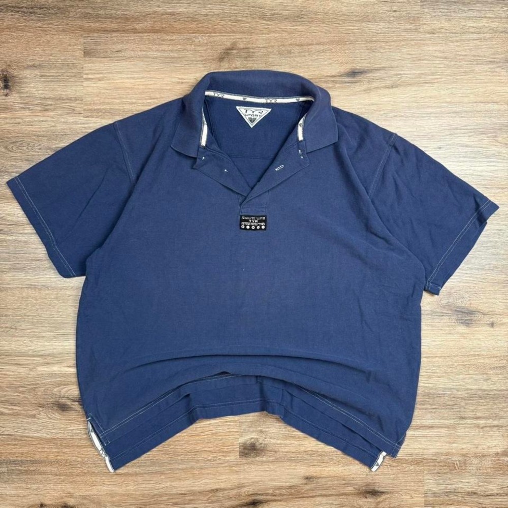 navy blue tyr sport‎ boxy golf polo